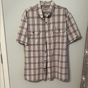 Carhartt Men's Casual Plaid Button-Down Shirt - Gray, Blue, and White